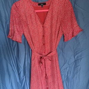 Lulu's Red Floral Midi Dress